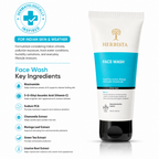 HERBISTA Gentle Hydrating Face Wash | Sulphate-Free Cleanser with Niacinamide & Vitamin C, Botanical Extracts | All Skin Types | 50 ml
